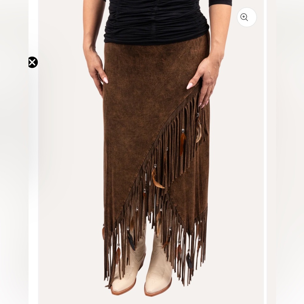Pat Dahnke Criss‎ Cross Skirt, Fringe Detail, Size L, EUC